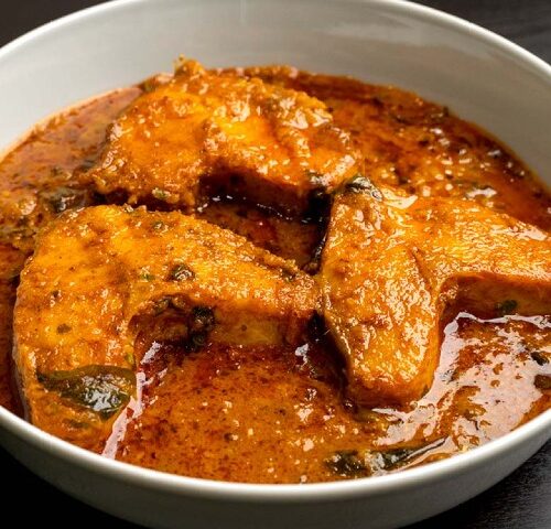 fish curry in Indian restaurant